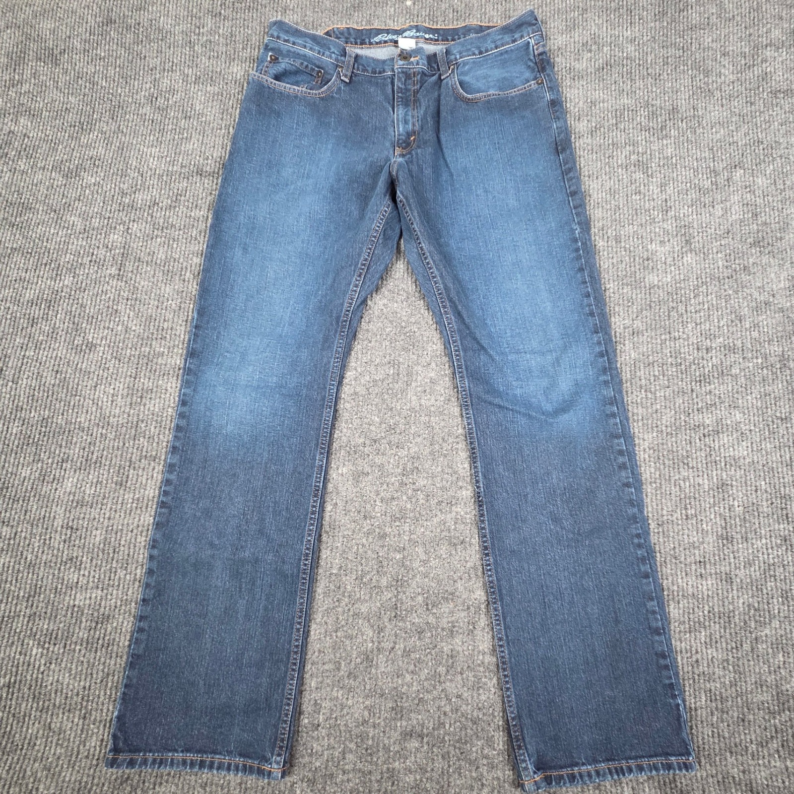Eddie Bauer Mens Straight Fit Jeans Dark Wash Size 36x34 Made In Mexico